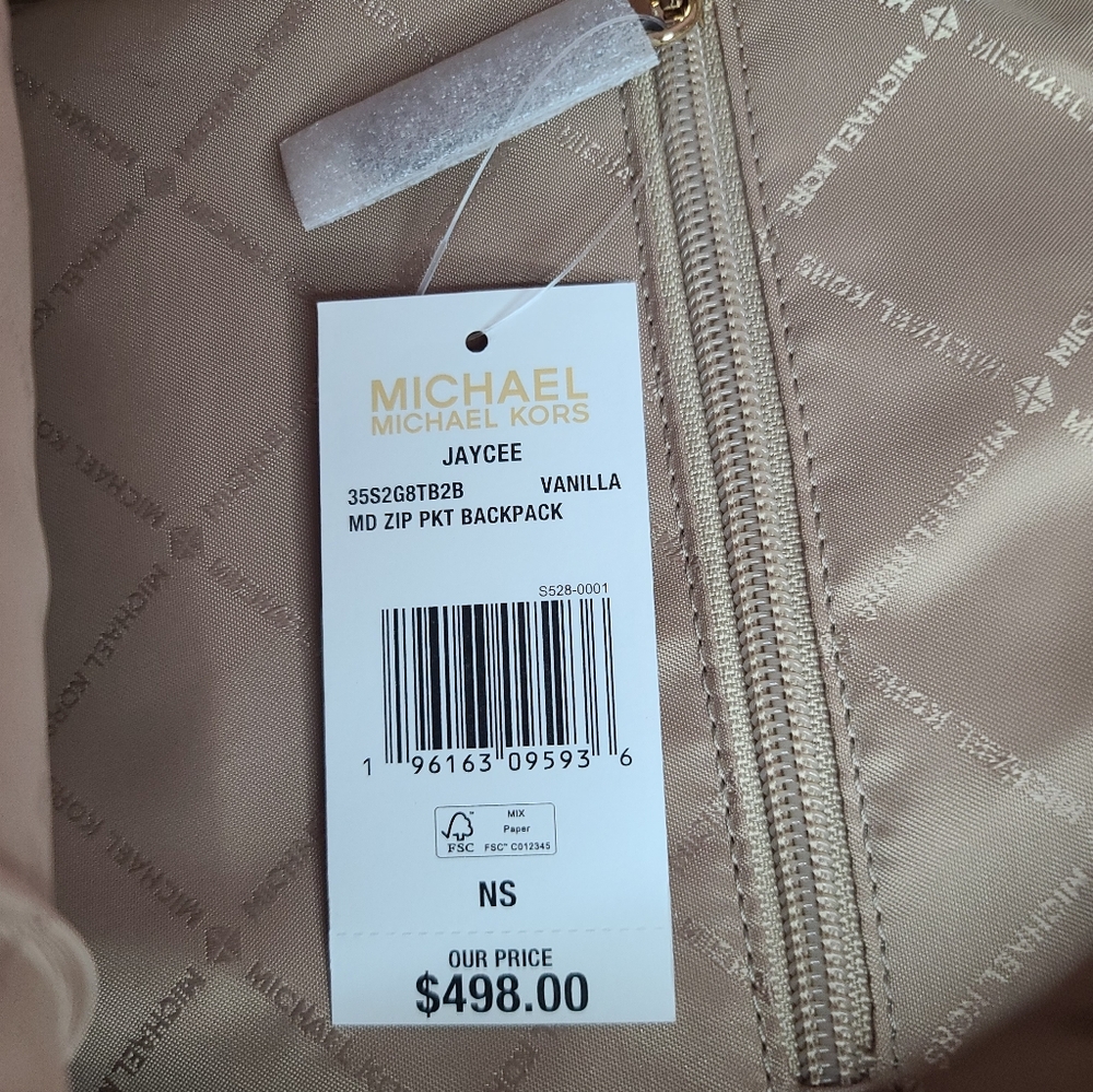 NWT Michael Kors Jaycee Medium Logo Backpack In VANILLA - Picture 12 of 13